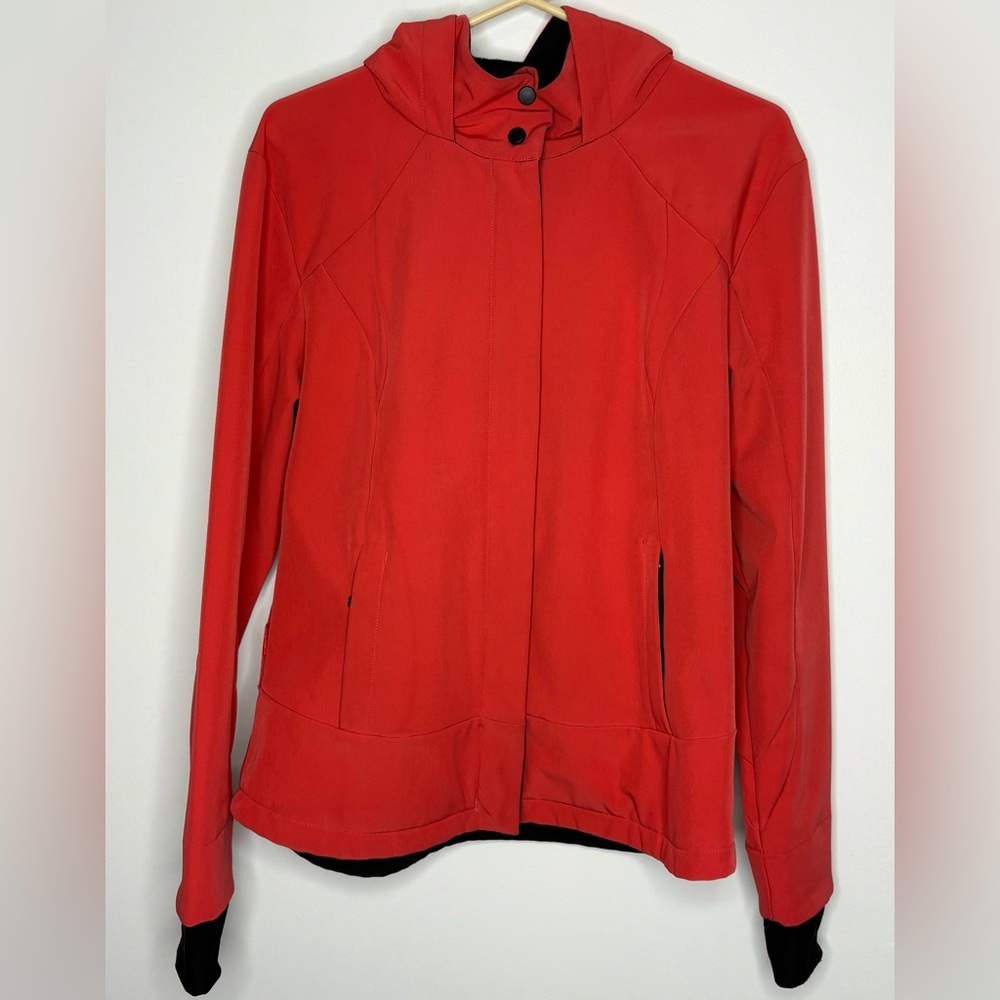Avia Red Utility Jacket Lightweight High Collar Size L Hood Coral/Red Colour
